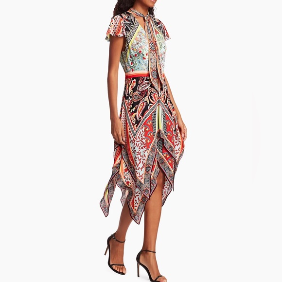 Alice + Olivia Tamara Floral & Paisley Tiered Handkerchief Sheath Dress - Picture 4 of 7